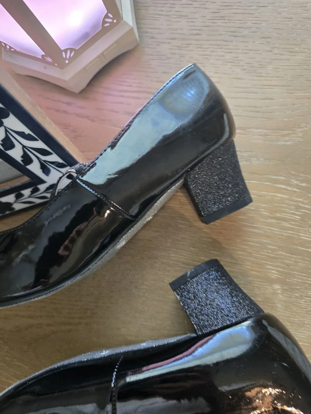 Nine West Kids Black Patent Mary Janes with Sparkle Strap